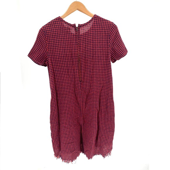 Current/Elliot red plaid raw hem high low dress 0 - Picture 2 of 9